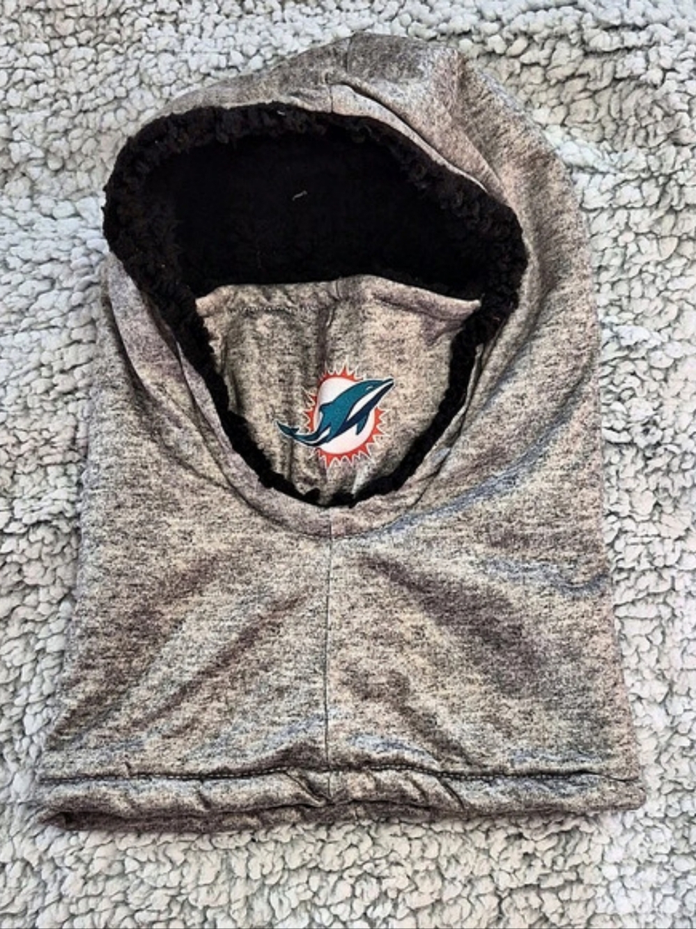 FOCO Miami Dolphins Drawstring Hooded Gaiter Hooded Gaiter Gray & Black